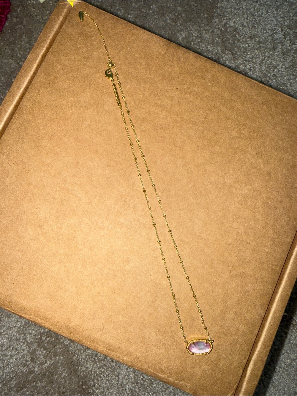 Kendra Scott Gold Necklace with Light Pink Pendant